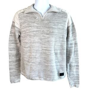 Projek Raw Mens Quarter Zip Mixed Media Sweater Gray Size Medium Tech Urban